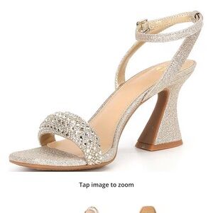 Razl-Dazl Rhinestone Sculpted Heel Dress Sandals - Gianna Bini  6.5